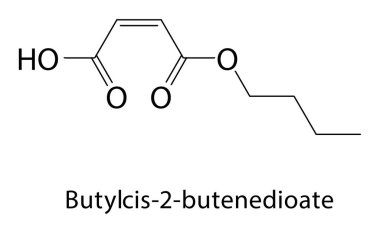 Butyl cis-2-bütenedioate iskelet yapısı. Ester bileşik şematik çizimi. Basit diyagram, kimyasal formül..