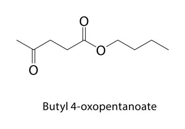 Butyl 4-oxopentanoate iskelet yapısı. Keto ester bileşik şematik çizim. Basit diyagram, kimyasal formül..