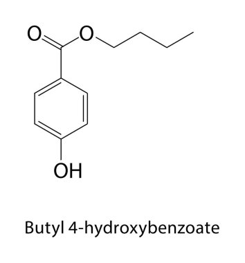 Butyl 3-kloropropanoat iskelet yapısı. Ester bileşik şematik çizimi. Basit diyagram, kimyasal formül..