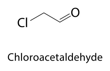 Kloroasetaldehit iskelet yapısı. Aldehit / Reaktif Kimyasal bileşik şematik çizim. Basit diyagram, kimyasal formül..