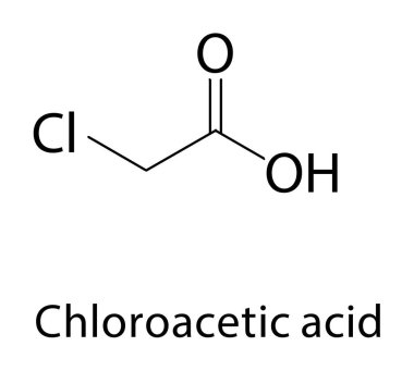 Kloroasetik asit iskelet yapısı. Organik Asit bileşik şematik çizimi. Basit diyagram, kimyasal formül..