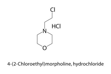 4- (2-kloroetil) morfin, hidroklorür iskelet yapısı. Klorlu Morfin Tuzu bileşik şematik çizim. Basit diyagram, kimyasal formül..