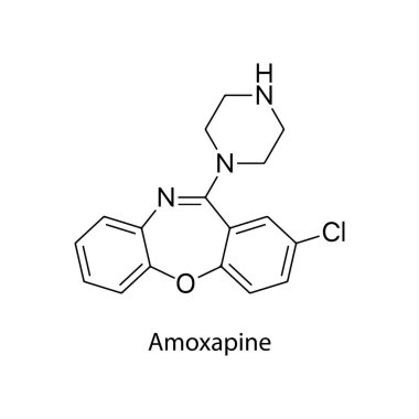 Amoxapine Moleküler Yapı Diyagramı. Basit kimyasal çizimler.