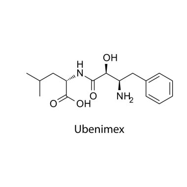 Beyaz arka planda Ubenimex Moleküler Yapı İllüstrasyon iskelet formülü. Basit kimyasal çizimler.