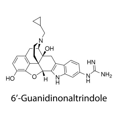 6 '-Guanidinonaltrindole moleküler yapısı, seçici? -opioid reseptör antagonisti, temiz bilimsel vektör diyagramı, iskelet kimyasal formülü
