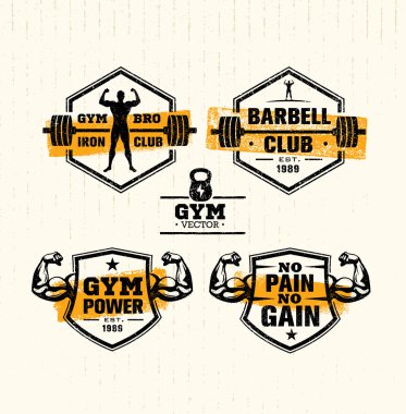 Gym Athletic Güçlü İşaretler Seti. 