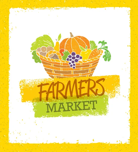 Farmers Market Concepto de Alimentos Creativos — Vector de stock