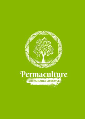 Permaculture Homestead Sürdürülebilir Eko Çiftliği. Organik Ağaç Logosu Kavramı
