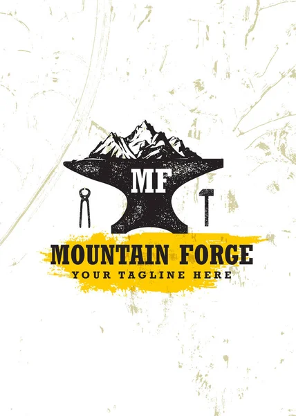 Концепція логотипу Mountain Forge Blacksmith Craft — стоковий вектор