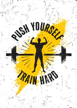 Zorla kendini. Sıkı çalış. Spor Salonu Tipografisi İlham Veren Motivasyon Zorlu Şehir Arkaplanı Resimleri
