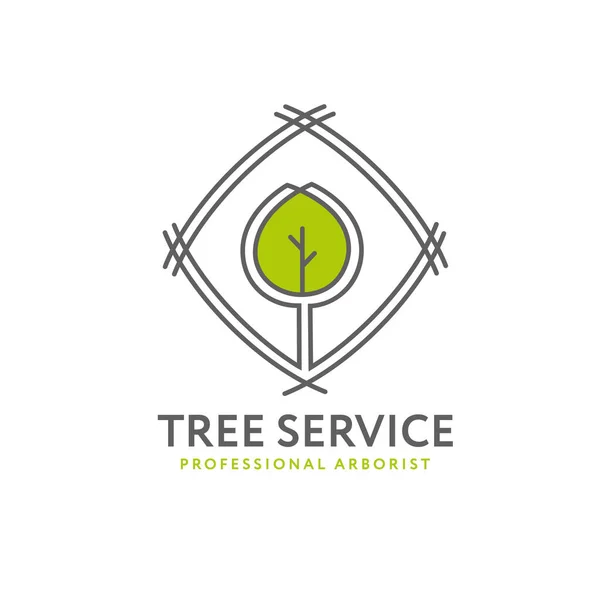 Profissional Arborist Tree Care Service Organic Eco Sign Concept. Paisagismo Design Raw Vector Ilustração —  Vetores de Stock