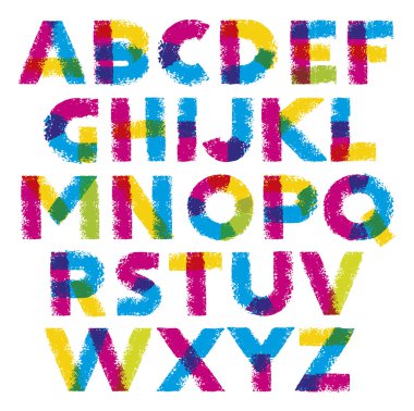Parlak fırça konturu sanatsal alfabesi