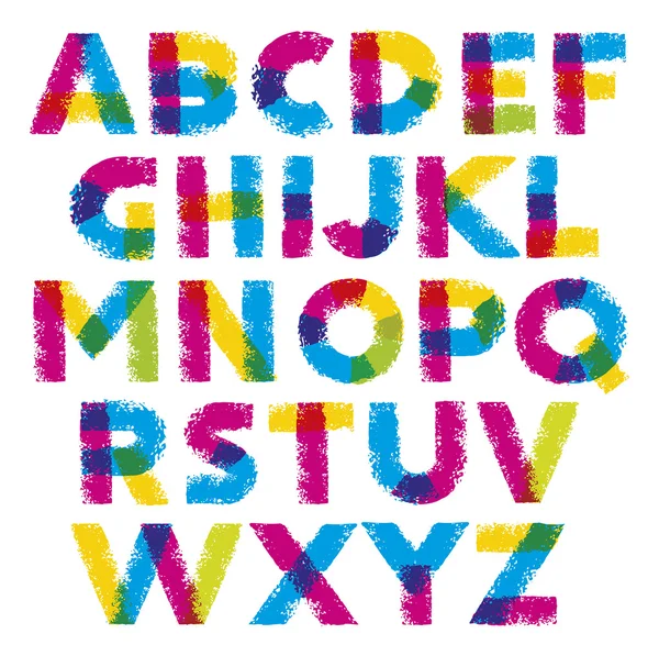 Bright Brush Stroke Artistic Alphabet — Stock Vector