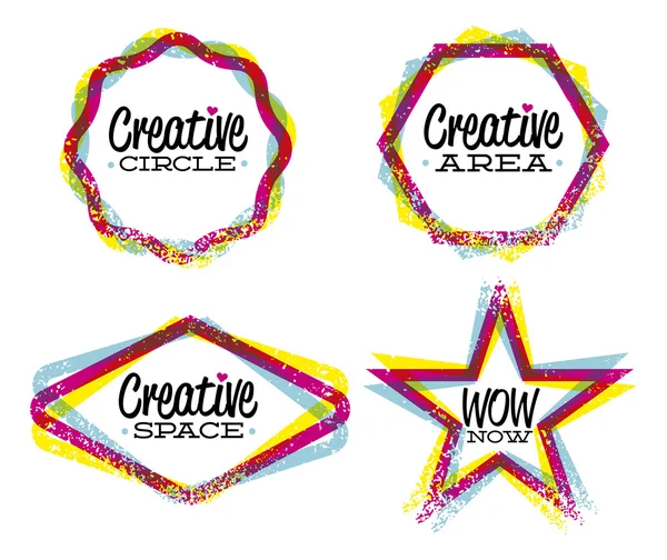Creative space, circle, star set — Stock Vector
