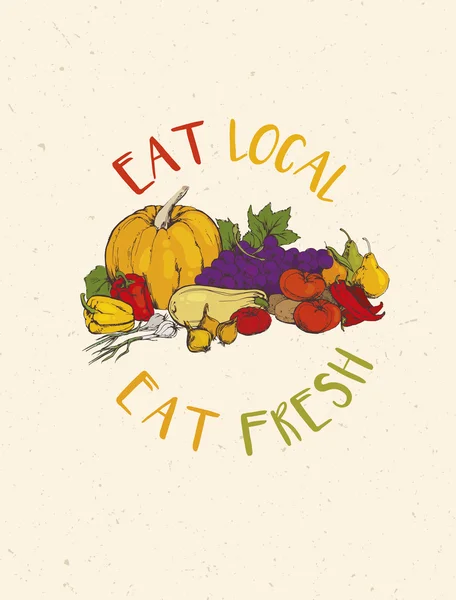 Manger local Manger frais Contexte — Image vectorielle