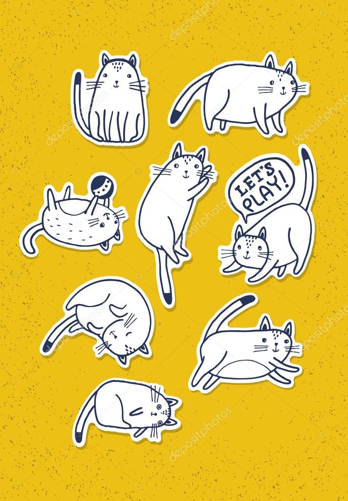 Funny Cats Sketch Set