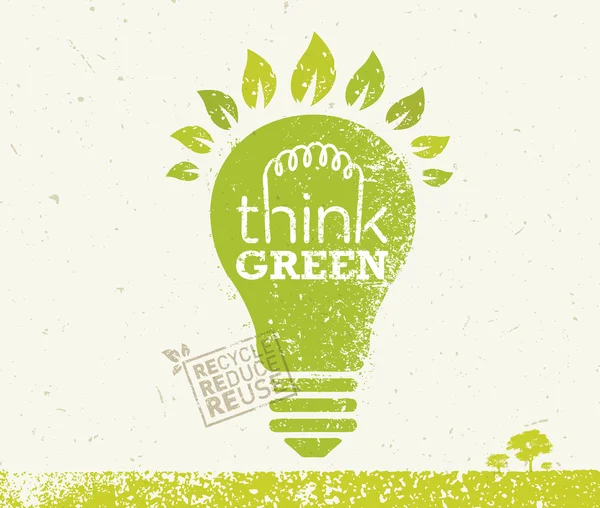 Экологический плакат Think Green Eco — стоковый вектор