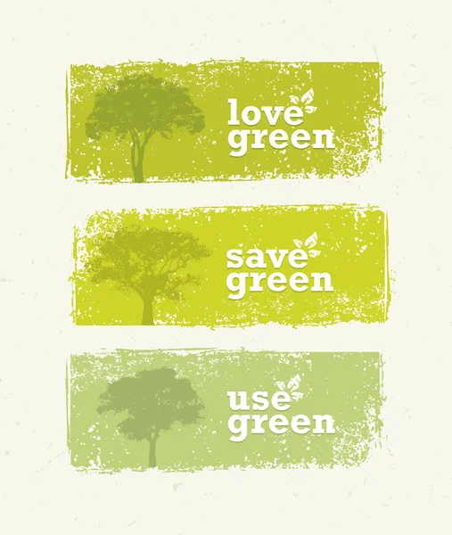 Love, Save, Use Green Banners — Stock Vector