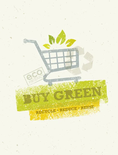 Köpa grön Eco Shopping Cart — Stock vektor