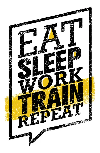 Mangiare sonno lavoro treno Ripetere — Vettoriale Stock