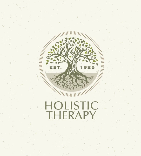 Holistic Therapy Tree With Roots — Stock Vector