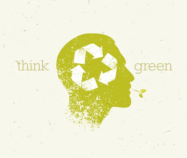Yeşil Eco Poster kavram düşünüyorum — Stok Vektör