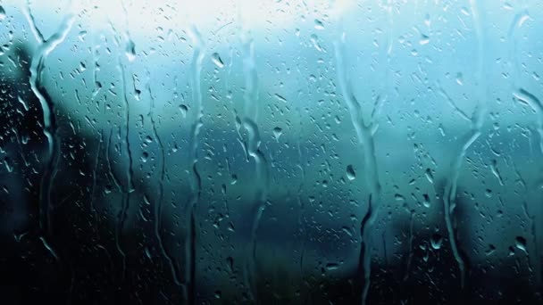 Latar Belakang Hujan Luar Jendela Tetesan Hujan Percikan Air Yang — Stok Video