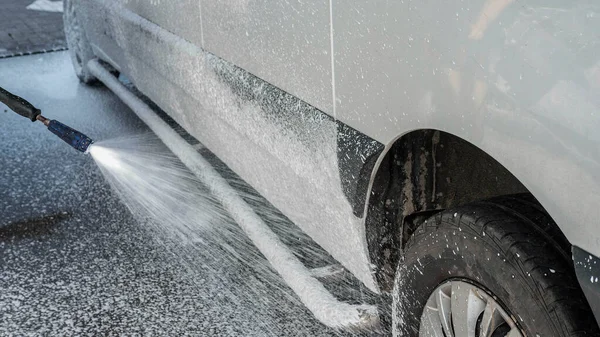 Truck Washing Foaming Car Cleaning Agent Rinsing Dirt Car — Stock Photo, Image