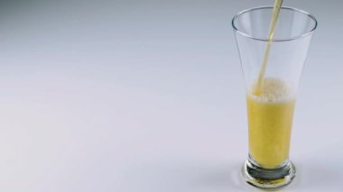 Beyaz arka planda bira, kurutulmuş balık, balıklı taze bira. Birayı bardağa dök..