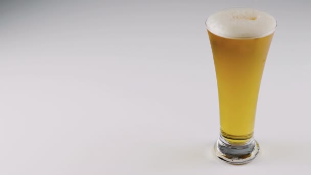 Licht Bier Wordt Een Glas Gegoten Licht Bier Met Vis — Stockvideo