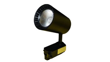  Siyah modern LED lamba beyaz arka planda izole. Arama ışığı