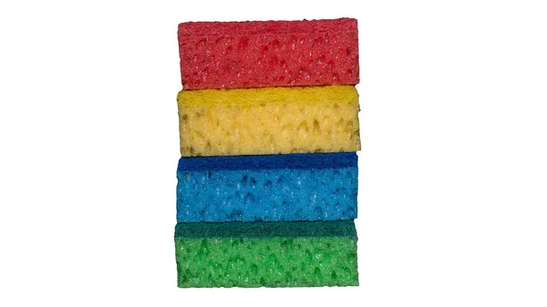 Kitchen Sponge Isolated White Background Dishwashing Detergent Sponge Detergent — Stock Photo, Image