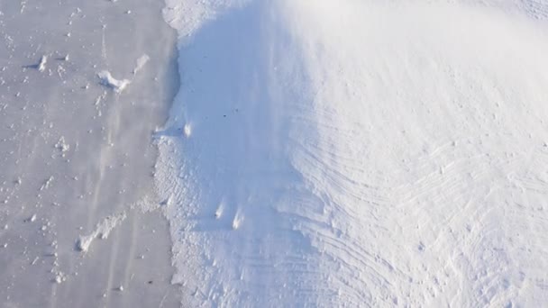 Krásné Zimní Pozadí Sněhová Bouře Sněhové Větry Kolem Ledové Řeky — Stock video