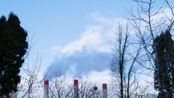 Umweltverschmutzung Durch Rauch Aus Einem Industrieschornstein Abgase Aus Dem Schornstein — Stockvideo