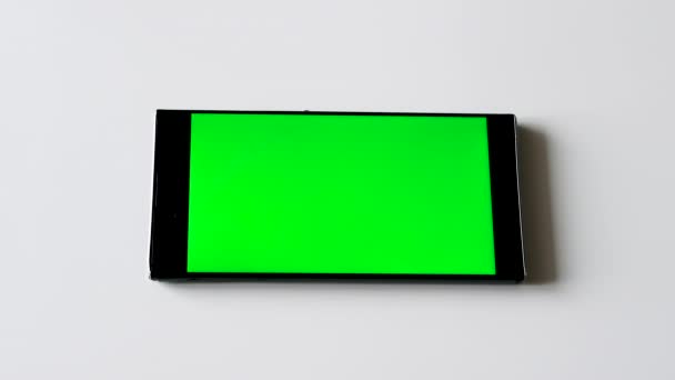 Smartphone Con Schermo Verde Chroma Key Telefono Con Display Verde — Video Stock