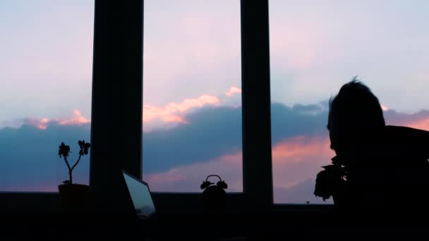 Nervous Man Typing Laptop Keyboard Desperate Man His Desk Depressed — Stock Video