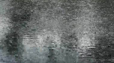  Yağmur damlaları nehre düşer. Bir damla yağmur damlası.