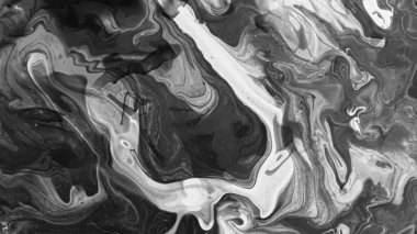 The background is marble in black shades with white wavy lines. Beautiful background of acrylic paints in shades of black, abstract background, marble texture, background with copy space for text.