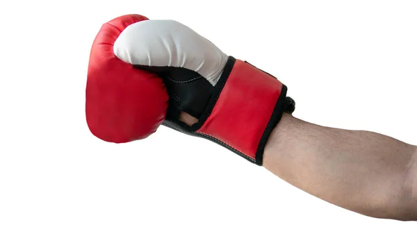 Ruka Boxerské Rukavici Izolované Bílém Pozadí — Stock fotografie