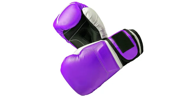 Boxningshandskar Närbild Isolerad Vit Bakgrund Lila Boxningshandskar — Stockfoto