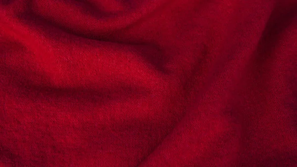 Tissu Froissé Rouge Texture Tissu Tissu Fond Soie Rouge — Photo