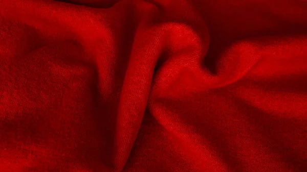 Background Wavy Lines Natural Silk Fabric Red Color Red Fabric — Stock Photo, Image