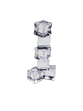 Beyaz arkaplanda izole buz küpleri