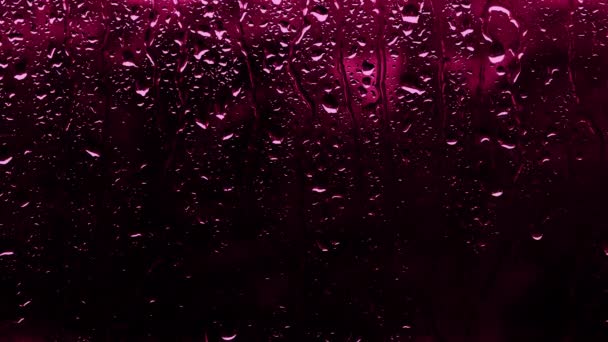 Red Background Raindrops Rain Window Copy Space — Stock Video