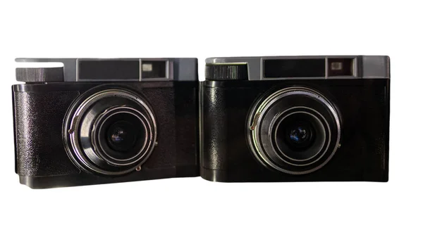 Câmera Fotográfica Antiga Isolada Fundo Branco Duas Câmeras Fotográficas Antigas — Fotografia de Stock