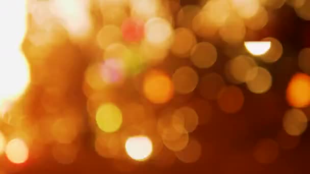 Flackernde Glühbirnen Auf Verschwommenem Hintergrund Festlicher Hintergrund Spitze Bokeh Kopierraum — Stockvideo