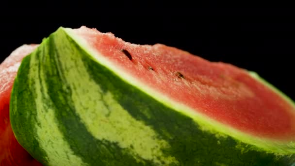 Mogen Saftig Vattenmelon Snurrar Närbild — Stockvideo