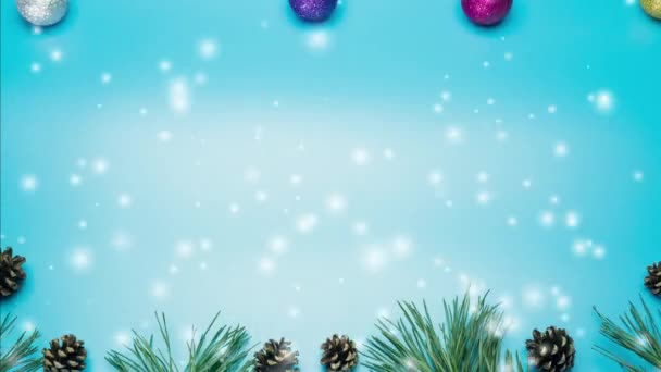 Weihnachten Hintergrund Mit Kopierraum Schneeflocken Draufsicht Auf Dekorationen Für Neujahr — Stockvideo