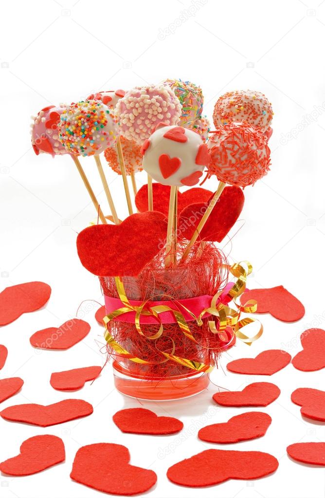 Fancy cake pops decorated for Valentine's day
