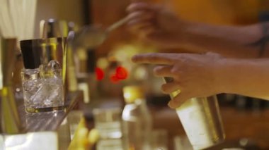 Alkollü kokteyl sallayarak barmen kadar kapatın